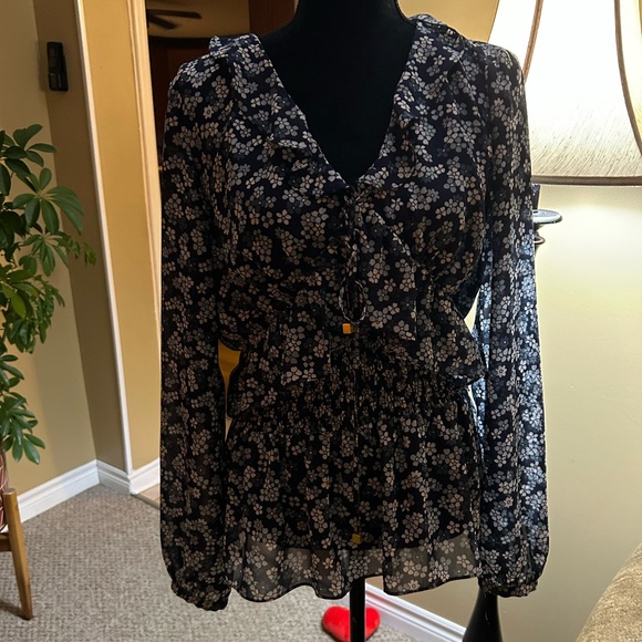 MICHAEL Michael Kors Navy Floral Blouse L - Picture 4 of 8
